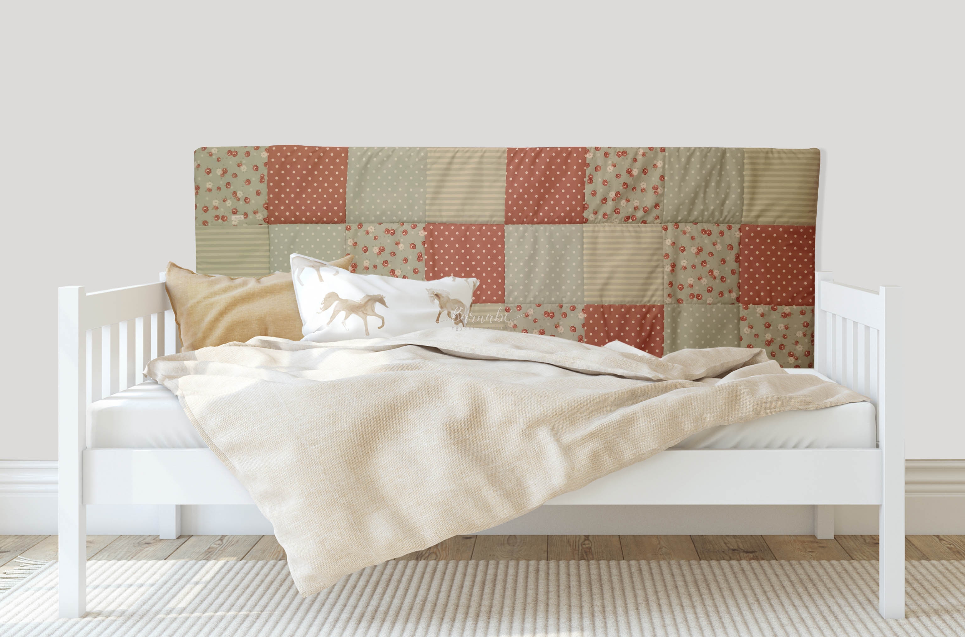 Patchwork falvédő menta-mályva színben